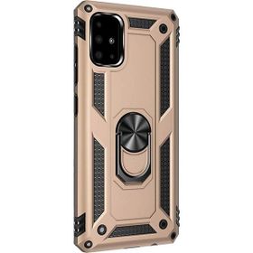 CaseStreet Samsung Galaxy A71 Vega Standlı Yüzüklü Mıknatıslı Gold Silikon Cep Telefonu Kılıf
