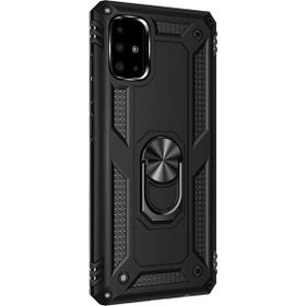 CaseStreet Samsung Galaxy A71 Vega Standlı Yüzüklü Mıknatıslı Siyah Silikon Cep Telefonu Kılıf