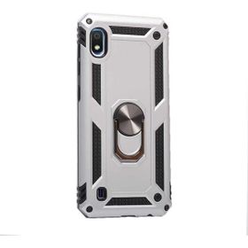 CaseStreet Samsung Galaxy M10 Vega Standlı Yüzüklü Mıknatıslı Gümüş Kılıf