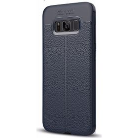 CaseStreet Samsung Galaxy S8 Plus Niss Deri Görünümlü Lacivert Silikon Kılıf