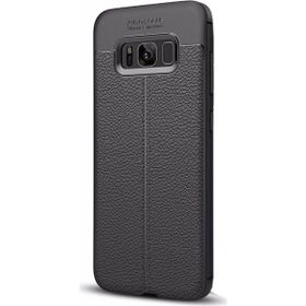 CaseStreet Samsung Galaxy S8 Plus Niss Deri Görünümlü Siyah Silikon Kılıf