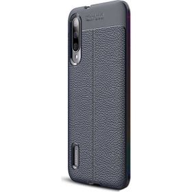 CaseStreet Xiaomi Mi 9 Lite Niss Deri Görünümlü Lacivert Silikon Cep Telefonu Kılıf