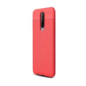 CaseStreet Xiaomi Redmi K30 Niss Deri Görünümlü Kırmızı Silikon Cep Telefonu Kılıf