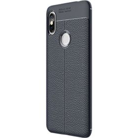CaseStreet Xiaomi Redmi S2 Niss Deri Dokumalı Koruyucu Lacivert Silikon Kılıf