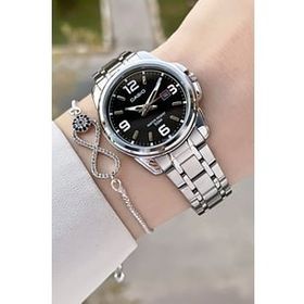 Casio CSISTE175 Kadranı Siyah Kordonu Metalik Renk Kadın Kol Saati