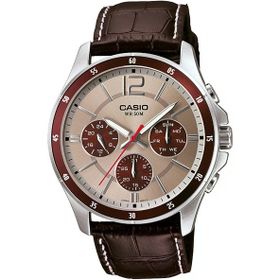 Casio MTP-1374L-7A1VDF Quartz Deri Kahverengi Gri Kadran Erkek Kol Saati