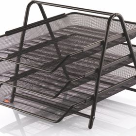 Cassa 8933 3'lü Siyah Metal Perforeli Evrak Rafı