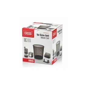 Cassa 8945 Gümüş File Metal Masa Üstü 6'lı Çöp Kutusu
