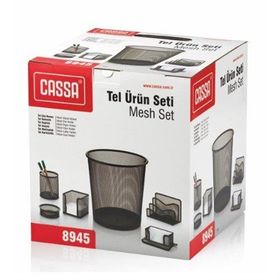 Cassa 8945 Gümüş File Metal Masa Üstü 6'lı Çöp Kutusu