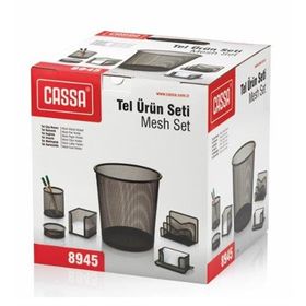 Cassa 8945 Gümüş File Metal Masa Üstü 6'lı Çöp Kutusu