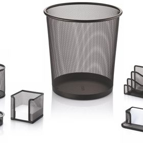 Cassa 8945 Gümüş File Metal Masa Üstü 6'lı Çöp Kutusu