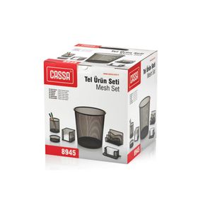 Cassa 8945 Gümüş File Metal Masa Üstü 6'lı Çöp Kutusu