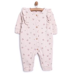 Cassiope Kız Bebek Somon Yenidoğan Mini Flowers Patiksiz Tulum