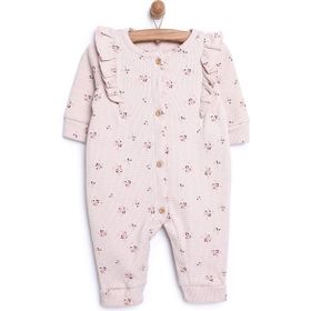 Cassiope Kız Bebek Somon Yenidoğan Mini Flowers Patiksiz Tulum