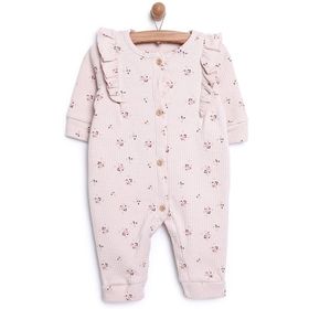 Cassiope Kız Bebek Somon Yenidoğan Mini Flowers Patiksiz Tulum