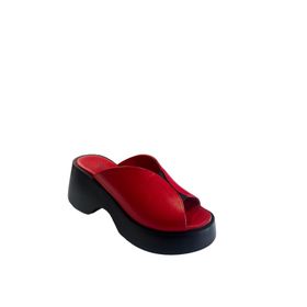 Castle Black 42614 Kırmızı Hakiki Deri Kadın Terlik