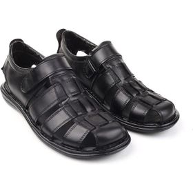 Castle Black 8520 Siyah Ortopedik Deri Erkek Sandalet