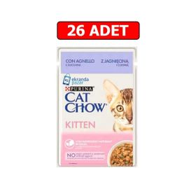 Cat Chow 26x85 gr Kitten Kuzu Etli Ve Kabaklı Yavru Kedi Islak Maması