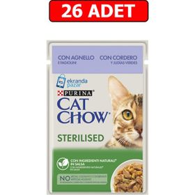 Cat Chow 26x85 gr Sterilised Kuzu Etli ve Yeşil Fasulyeli Kısırlaştırılmış Kedi Yaş Maması