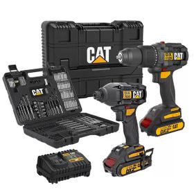 Cat DXK201 18 Volt 2 Ah Li-İon Çift Akülü Kömürsüz Şarjlı Darbeli Matkap + DX7030 + DA01903 Kombo Set