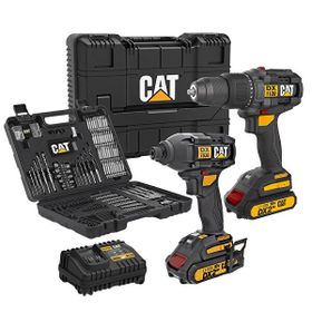 Cat DXK201 18 Volt 2 Ah Li-İon Çift Akülü Kömürsüz Şarjlı Darbeli Matkap + DX7030 + DA01903 Kombo Set