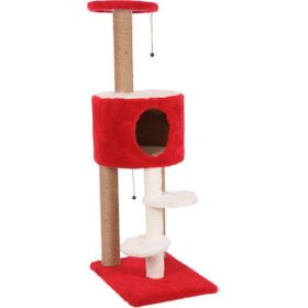 Cat Hause S07 Kırmızı 128 cm Üst Oval Merdivenli Kedi Tırmalama