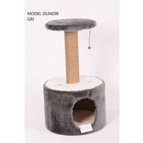 Cat Hause Y02 Gri 72 cm Silindir Yuvalı Kedi Tırmalama