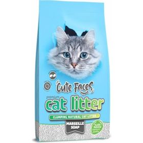 Cat Litter 10 lt Cute Faces Grey Marsilya Sabun Kokulu Topaklanan İnce Taneli Kedi Kumu