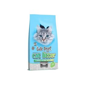 Cat Litter 10 lt Cute Faces Grey Marsilya Sabun Kokulu Topaklanan İnce Taneli Kedi Kumu