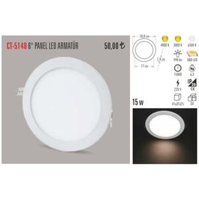 Cata 07.02610 Cata CT-5148 6 Inc 15W Panel Led Armatür 6500K