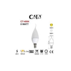 Cata 10 'li Cata CT-4084 Kıvrık Mum Ledli Buji LED Ampul-Ince E14 Duy-Kıvrık Avize Ampülü-Gün Işığı 3200K