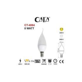 Cata 10 'li Cata CT-4084 Kıvrık Mum Ledli Buji LED Ampul-Ince E14 Duy-Kıvrık Avize Ampülü-Gün Işığı 3200K