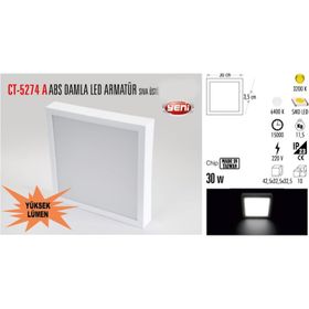 Cata 30W Sıva Üstü ABS Damla Led Armatür CT-5274A Günışığı