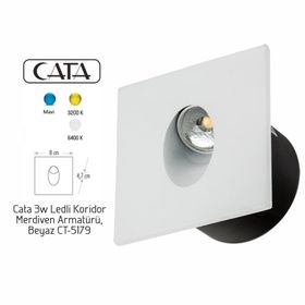 Cata 3w Ledli Koridor Merdiven Armatürü, Beyaz CT-5179B