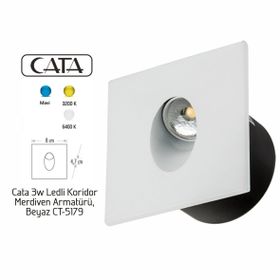 Cata 3w Ledli Koridor Merdiven Armatürü, Beyaz CT-5179B