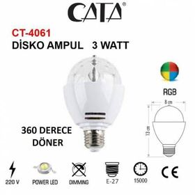 Cata 3W RGB-360 Disko Ampul E27 Duylu-Led Par Işık Robotu CT-406