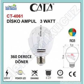 Cata 3W RGB-360 Disko Ampul E27 Duylu-Led Par Işık Robotu CT-406