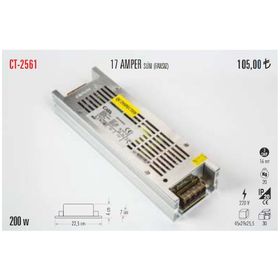 Cata CT 2561 17A Slim Fansız 200 W 10 Adet Şerit Led Trafosu
