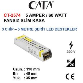 Cata CT-2574 12V 5A Fansız Şerit Led Trafosu