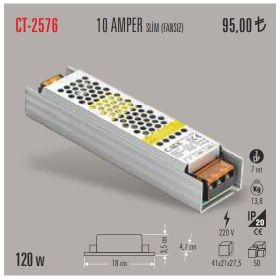 Cata CT-2576 10 Amper Şerit Trafosu 120W Slim Model Led Aydınlatma