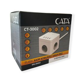 Cata CT-3002 Rubik Akım Korumalı 3'Lü Grup Priz