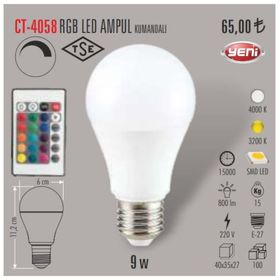 Cata CT-4058 9 W Uzaktan Kumandalı Rgb Led Ampul