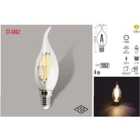 Cata CT-4062 G.Işığı 4W-3000K Kıvrık Buji LED Flament Ampul