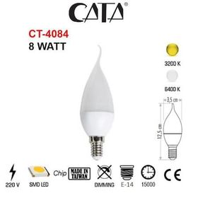 Cata CT 4084 8 Watt Kıvrık İnce E14 Duy Mum Buji Led Ampul