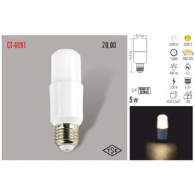 Cata CT 4091 5 Adet Günışığı 3200k 9 W Buji Led Ampul