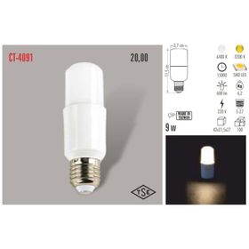 Cata CT 4091 Günışığı 3200K 3 Adet 9 W Buji Led Ampul