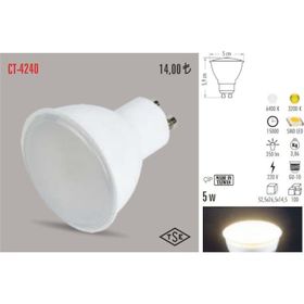 Cata CT-4240 5W 6400K GU10 Duylu Beyaz Işık Led Ampul