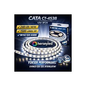 Cata CT-4538B 5 mt 240 Ledli Beyaz Ultra Parlak Şerit Led