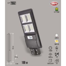 Cata CT-4640 100 Watt Sensörlü Solar Sokak Armatürü Aydınlatması