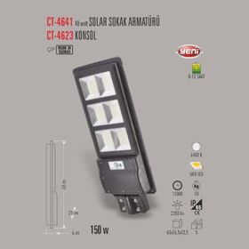 Cata CT-4641 150 Watt Sensörlü Solar Sokak Armatürü Aydınlatması